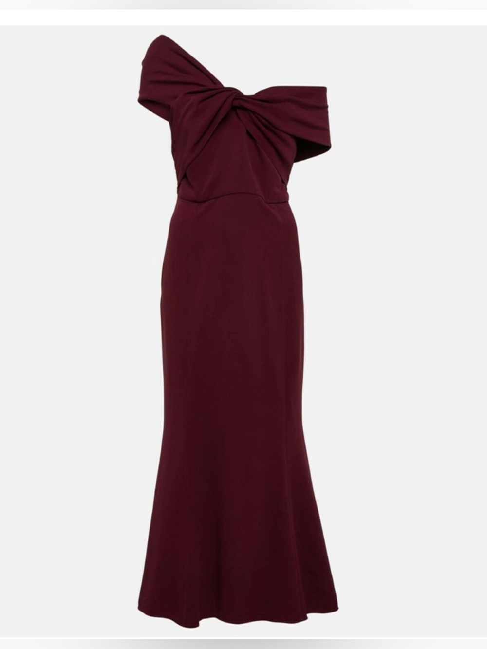 Elegant One-Shoulder Twist-Front Gown in Burgundy